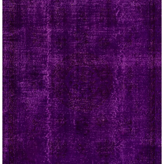 Contemporary Purple Overdyed Area Rug, Mid-Century Handmade Central Anatolian Carpet. 6.5 x 9.2 Ft (197 x 280 cm)