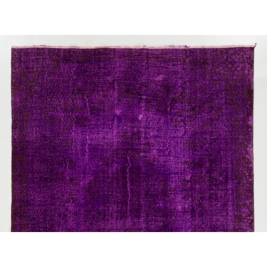 Modern Purple Overdyed Area Rug, Mid-Century Handmade Central Anatolian Carpet. 6.5 x 9.7 Ft (197 x 295 cm)