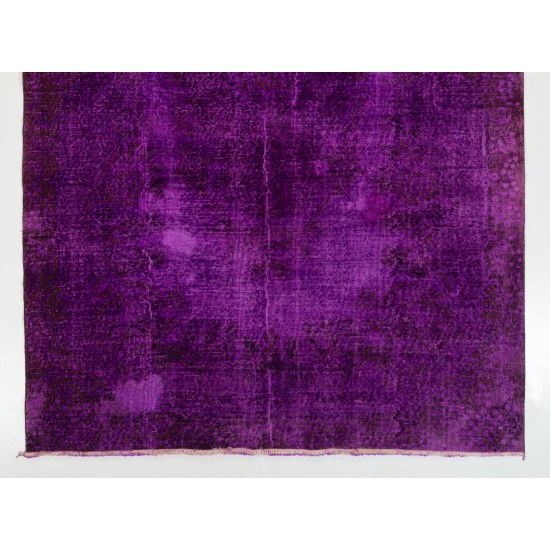 Modern Purple Overdyed Area Rug, Mid-Century Handmade Central Anatolian Carpet. 6.5 x 9.7 Ft (197 x 295 cm)