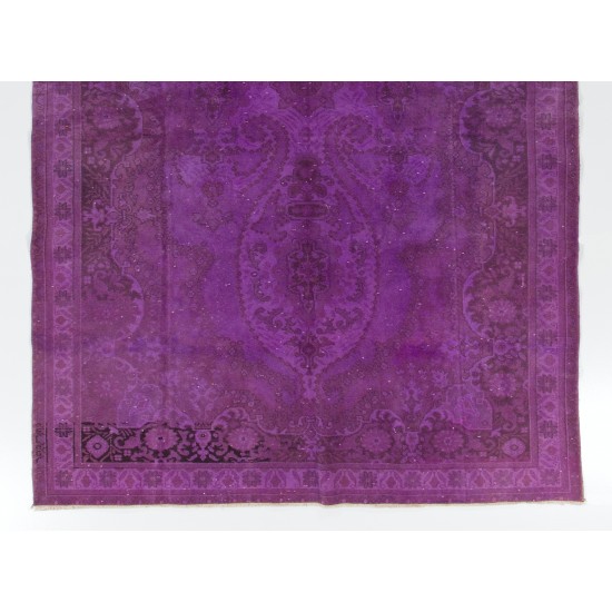 Modern Purple Overdyed Area Rug, Mid-Century Handmade Central Anatolian Carpet. 6.5 x 10.2 Ft (197 x 310 cm)