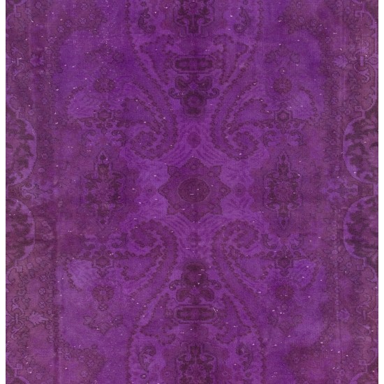 Modern Purple Overdyed Area Rug, Mid-Century Handmade Central Anatolian Carpet. 6.5 x 10.2 Ft (197 x 310 cm)