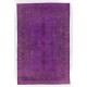 Modern Purple Overdyed Area Rug, Mid-Century Handmade Central Anatolian Carpet. 6.5 x 10.2 Ft (197 x 310 cm)
