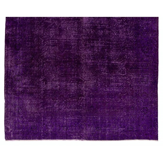 Purple Overdyed Area Rug, Mid-Century Handmade Central Anatolian Carpet. 6.6 x 10 Ft (200 x 305 cm)