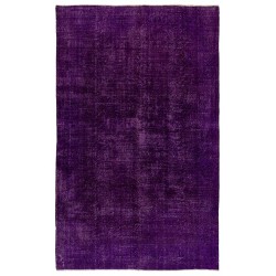Purple Overdyed Area Rug, Mid-Century Handmade Central Anatolian Carpet. 6.6 x 10 Ft (200 x 305 cm)