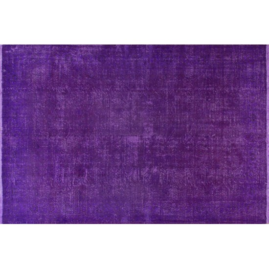 Modern Purple Overdyed Area Rug, Mid-Century Handmade Central Anatolian Carpet. 6.6 x 10 Ft (200 x 305 cm)