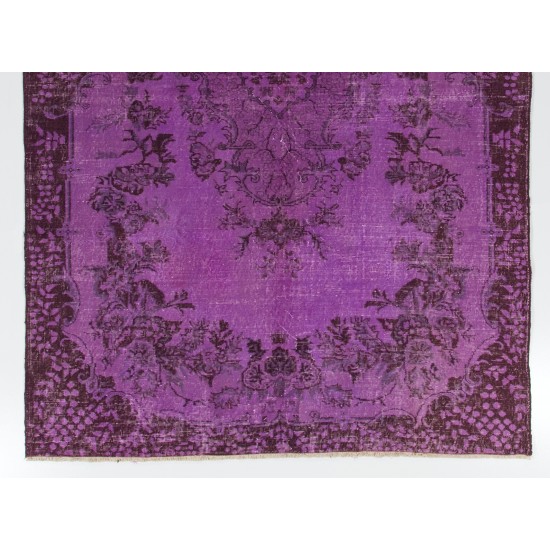 Modern Purple Overdyed Area Rug, Mid-Century Handmade Central Anatolian Carpet. 6.6 x 10.2 Ft (200 x 308 cm)