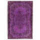 Modern Purple Overdyed Area Rug, Mid-Century Handmade Central Anatolian Carpet. 6.6 x 10.2 Ft (200 x 308 cm)