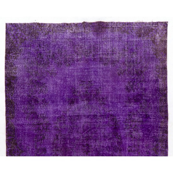 Purple Overdyed Area Rug, Mid-Century Handmade Central Anatolian Carpet. 6.6 x 10.7 Ft (200 x 325 cm)