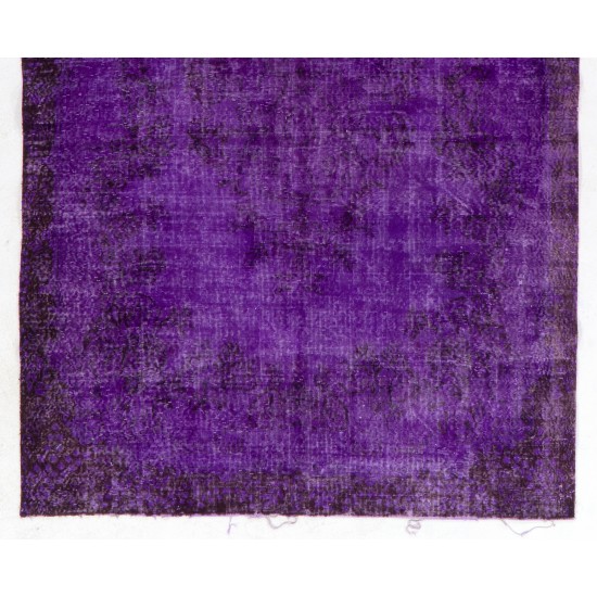 Purple Overdyed Area Rug, Mid-Century Handmade Central Anatolian Carpet. 6.6 x 10.7 Ft (200 x 325 cm)