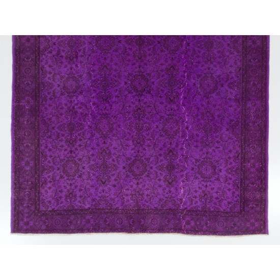 Purple Overdyed Area Rug, Mid-Century Handmade Central Anatolian Carpet. 6.7 x 10.2 Ft (202 x 310 cm)