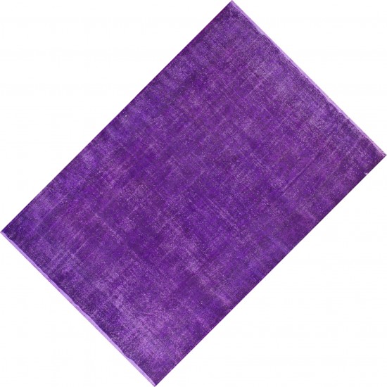 Purple Overdyed Area Rug, Mid-Century Handmade Central Anatolian Carpet. 6.8 x 11 Ft (207 x 335 cm)