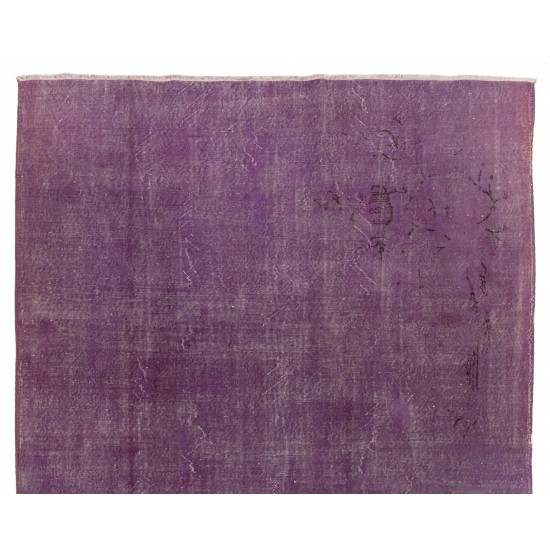 Lilac Overdyed Area Rug, Mid-Century Handmade Central Anatolian Carpet. 6.9 x 10.4 Ft (208 x 314 cm)