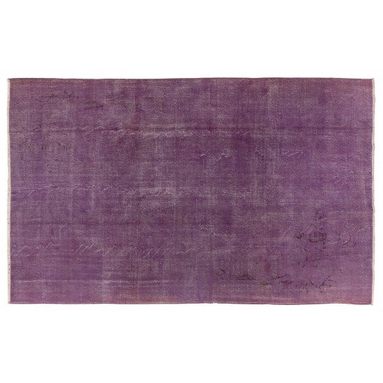 Lilac Overdyed Area Rug, Mid-Century Handmade Central Anatolian Carpet. 6.9 x 10.4 Ft (208 x 314 cm)