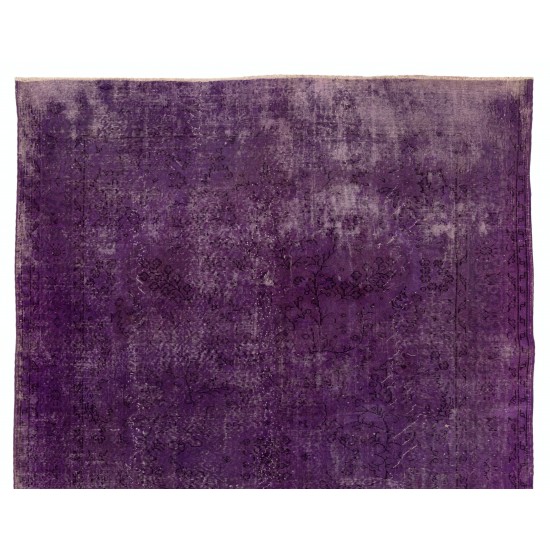 Distressed Purple Overdyed Area Rug, Large Vintage Handmade Carpet from Turkey. 6.9 x 10.2 Ft (210 x 310 cm)