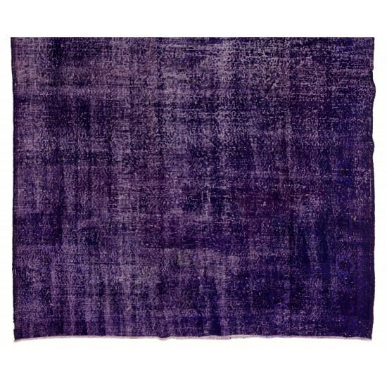 Distressed Purple Overdyed Area Rug, Large Vintage Handmade Carpet from Turkey. 6.9 x 11.2 Ft (210 x 340 cm)