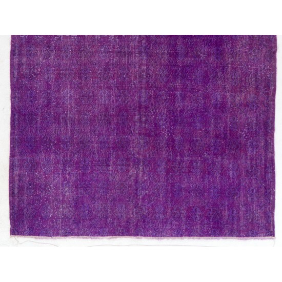 One of a kind Purple Overdyed Area Rug, Large Vintage Handmade Carpet from Turkey. 7 x 10.5 Ft (215 x 320 cm)