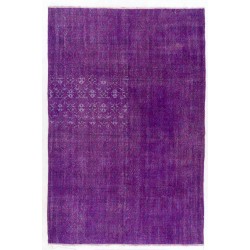 One of a kind Purple Overdyed Area Rug, Large Vintage Handmade Carpet from Turkey. 7 x 10.5 Ft (215 x 320 cm)