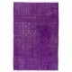 One of a kind Purple Overdyed Area Rug, Large Vintage Handmade Carpet from Turkey. 7 x 10.5 Ft (215 x 320 cm)