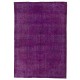 One of a kind Purple Overdyed Area Rug with Floral Garden Design, Large Vintage Handmade Carpet from Turkey. 7.5 x 10.6 Ft (227 x 323 cm)