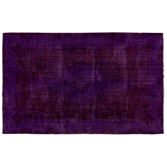 One of a kind Purple Overdyed Area Rug, Large Vintage Handmade Carpet from Turkey. 7.6 x 11.2 Ft (230 x 340 cm)