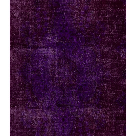 One of a kind Purple Overdyed Area Rug, Large Vintage Handmade Carpet from Turkey. 7.6 x 11.2 Ft (230 x 340 cm)