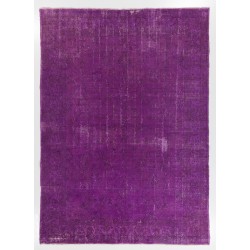 One of a kind Purple Overdyed Area Rug, Distressed Vintage Handmade Carpet from Turkey. 8.3 x 11.4 Ft (250 x 345 cm)