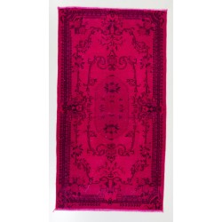 Pink Overdyed Vintage Handmade Anatolian Accent Rug for Contempoarary Interiors. 3.7 x 6.7 Ft (111 x 202 cm)