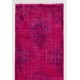 Pink Overdyed Runner Rug, Vintage Handmade Corridor Carpet from Turkey. 3.8 x 11.4 Ft (115 x 345 cm)