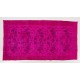 Fuchsia Pink Overdyed Vintage Handmade Anatolian Accent Rug with Floral Design. 3.9 x 6.9 Ft (116 x 210 cm)