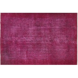 Pink Overdyed Vintage Handmade Anatolian Accent Rug for Contempoarary Interiors. 3.9 x 6.4 Ft (118 x 195 cm)