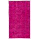 Fuchsia Pink Overdyed Vintage Handmade Anatolian Accent Rug with Floral Design. 4 x 6.6 Ft (119 x 200 cm)