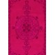 Fuchsia Pink Overdyed Vintage Handmade Anatolian Accent Rug with Medallion Design. 4 x 6.9 Ft (119 x 209 cm)