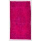 Fuchsia Pink Overdyed Rug with Floral Design, Vintage Handmade Carpet from Turkey. 4 x 7 Ft (120 x 216 cm)