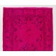 Fuchsia Pink Overdyed Rug, Vintage Handmade Carpet from Turkey. 4 x 6.9 Ft (122 x 210 cm)