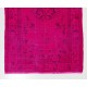 Fuchsia Pink Overdyed Rug, Vintage Handmade Carpet from Turkey. 4 x 6.9 Ft (122 x 210 cm)