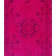 Fuchsia Pink Overdyed Rug, Vintage Handmade Carpet from Turkey. 4 x 6.9 Ft (122 x 210 cm)