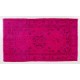 Fuchsia Pink Overdyed Rug, Vintage Handmade Carpet from Turkey. 4 x 6.9 Ft (122 x 210 cm)