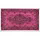 Pink Overdyed Vintage Handmade Anatolian Accent Rug for Contempoarary Interiors. 4 x 7 Ft (122 x 213 cm)