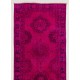 Fuchsia Pink Overdyed Runner Rug, Vintage Handmade Corridor Carpet from Sille, Turkey. 4.2 x 12 Ft (125 x 365 cm)