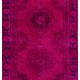 Fuchsia Pink Overdyed Runner Rug, Vintage Handmade Corridor Carpet from Sille, Turkey. 4.2 x 12 Ft (125 x 365 cm)