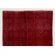 Distressed Red Overdyed Rug, 1960s Hand-Knotted Central Anatolian Carpet. 4.7 x 6.6 Ft (142 x 200 cm)