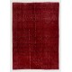 Distressed Red Overdyed Rug, 1960s Hand-Knotted Central Anatolian Carpet. 4.7 x 6.6 Ft (142 x 200 cm)