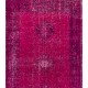 Pink Overdyed Runner Rug, Vintage Handmade Corridor Carpet from Turkey. 4.7 x 11 Ft (142 x 337 cm)