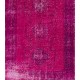 Pink Overdyed Runner Rug, Vintage Handmade Corridor Carpet from Turkey. 4.7 x 11 Ft (142 x 337 cm)