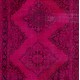 Pink Overdyed Central Anatolian Runner Rug, Floral Pattern Vintage Handmade Corridor Carpet. 4.8 x 12.3 Ft (144 x 373 cm)