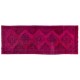 Pink Overdyed Central Anatolian Runner Rug, Floral Pattern Vintage Handmade Corridor Carpet. 4.8 x 12.3 Ft (144 x 373 cm)
