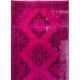 Fuchsia Pink Overdyed Runner Rug, Vintage Handmade Corridor Carpet from Sille, Turkey. 4.9 x 13.3 Ft (147 x 404 cm)