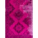 Fuchsia Pink Overdyed Runner Rug, Vintage Handmade Corridor Carpet from Sille, Turkey. 4.9 x 13.3 Ft (147 x 404 cm)