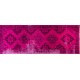 Fuchsia Pink Overdyed Runner Rug, Vintage Handmade Corridor Carpet from Sille, Turkey. 4.9 x 13.3 Ft (147 x 404 cm)