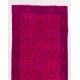 Fuchsia Pink Overdyed Turkish Runner Rug, Floral Pattern Vintage Handmade Corridor Carpet. 5 x 13 Ft (150 x 396 cm)
